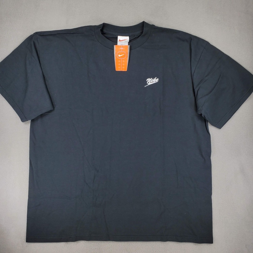 Nike T-Shirt Men XXL Black Vintage 90s USA Made Embroidered Logo NEW Y2K